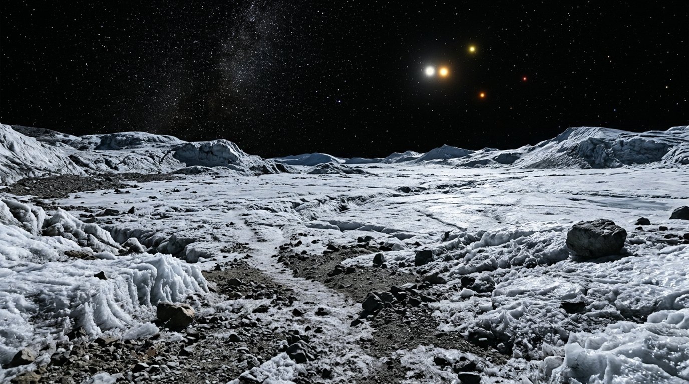 Horizonte de Un planeta con cinco soles, escena (recreación con IA, imagen 1)