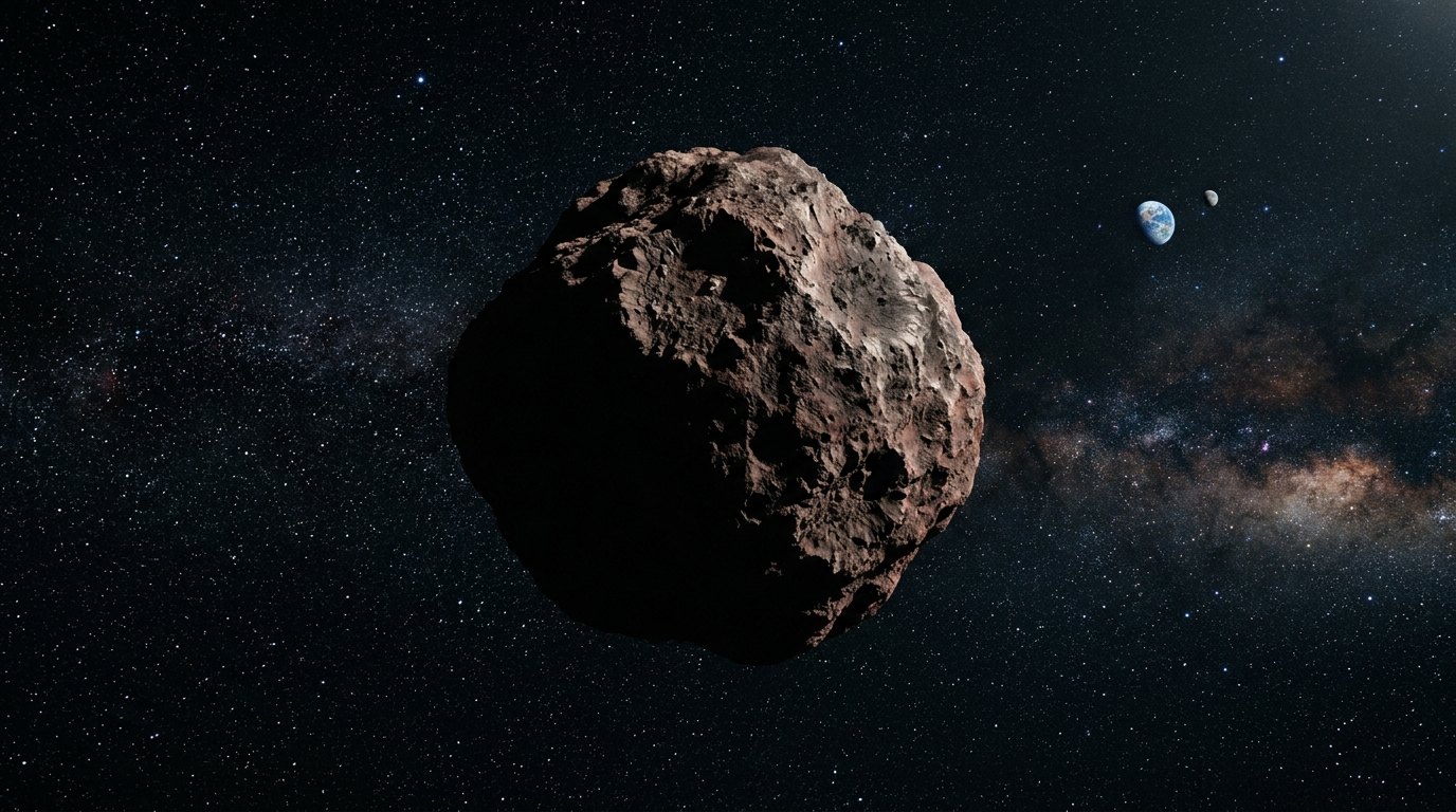 Horizonte de Un cuasisatélite, escena (recreación con IA, imagen 2)