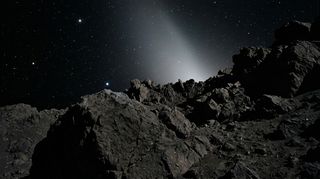 Horizonte de Un cuasisatélite, escena (recreación con IA, imagen 3)
