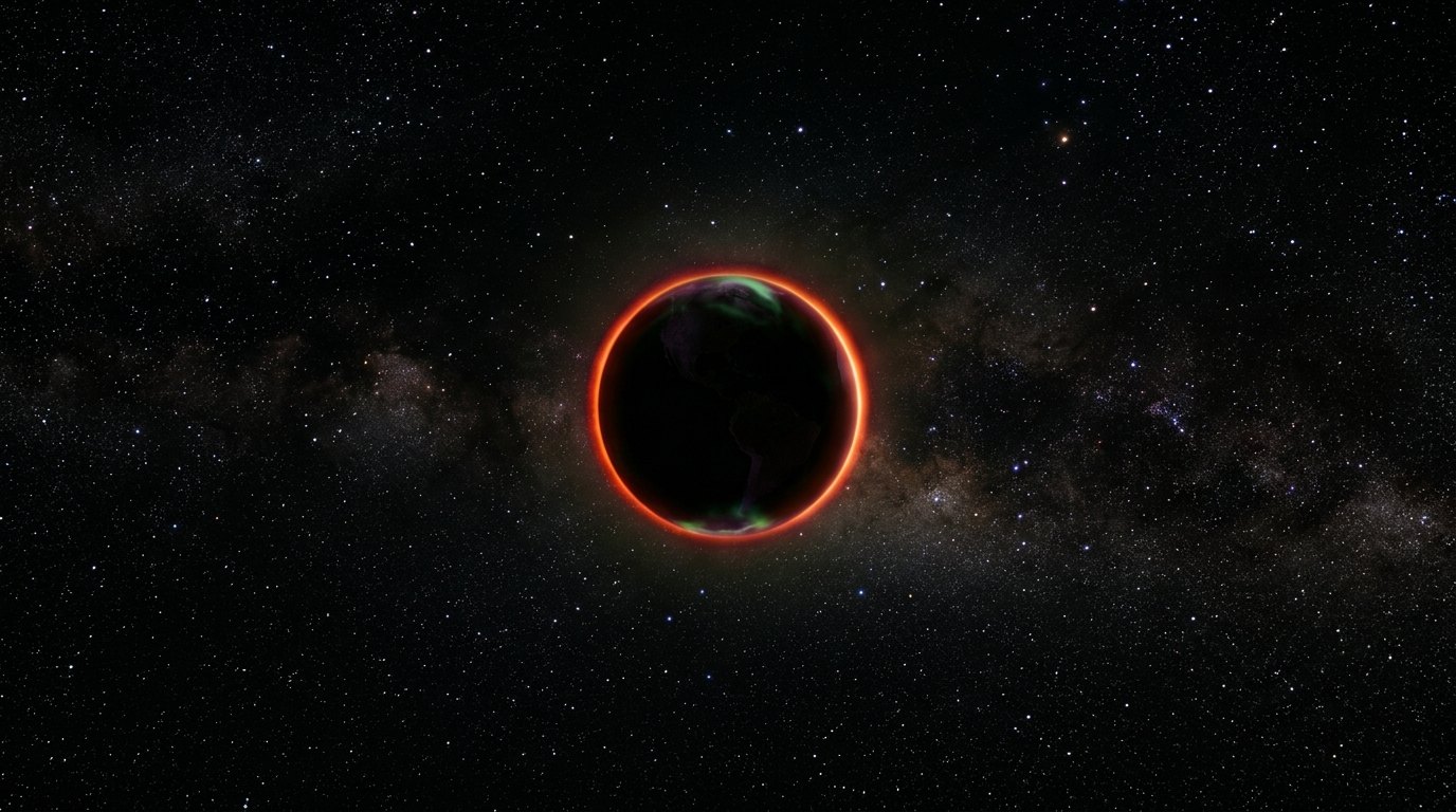 Horizonte de Los cinco puntos de Lagrange ocupados, escena (recreación con IA, imagen 1)