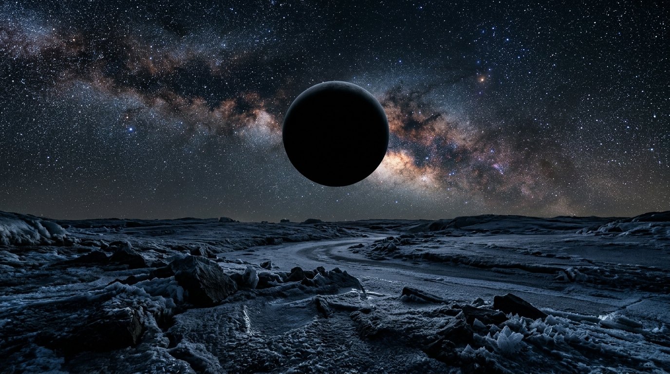 Horizonte de Dos planetas orbitándose sin estrella, escena (recreación con IA, imagen 1)