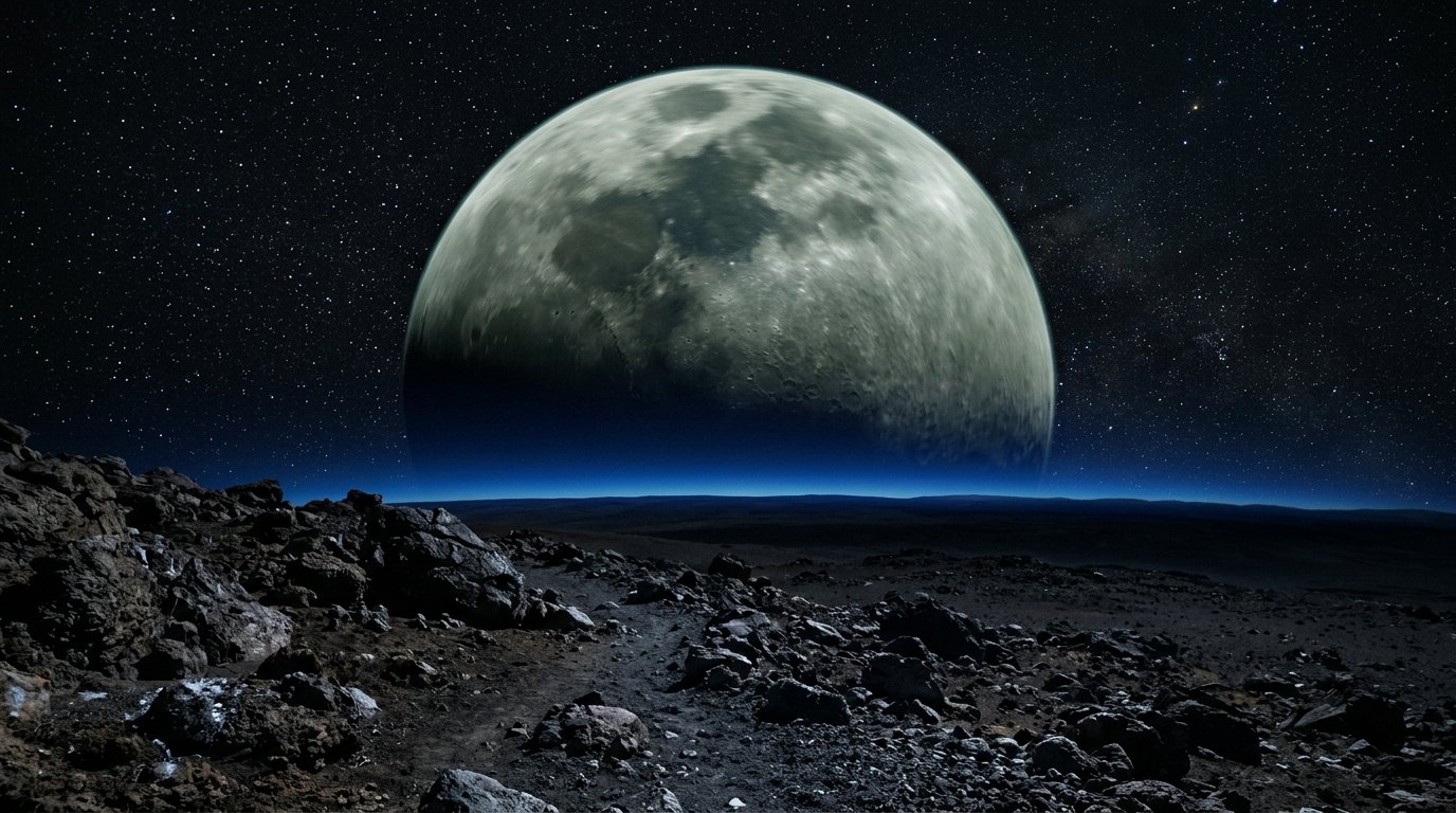 Horizonte de Un planeta que gira al revés, escena (recreación con IA, imagen 1)