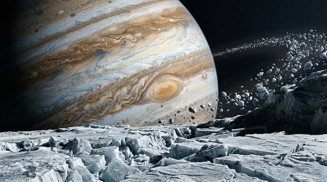 Horizonte de Satélite a 0,7 veces el límite de Roche, escena (recreación con IA, imagen 1)