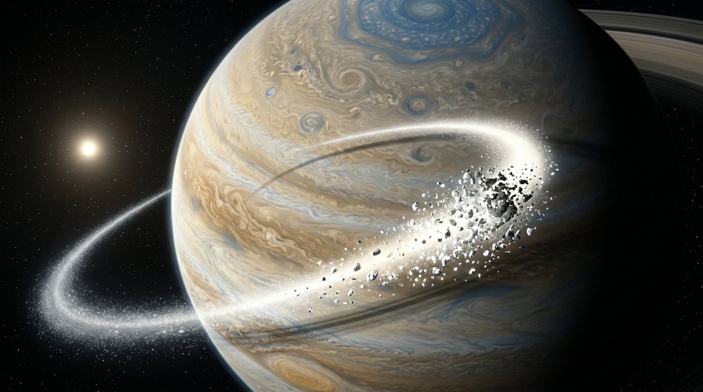 Horizonte de Satélite a 0,7 veces el límite de Roche, escena (recreación con IA, imagen 2)