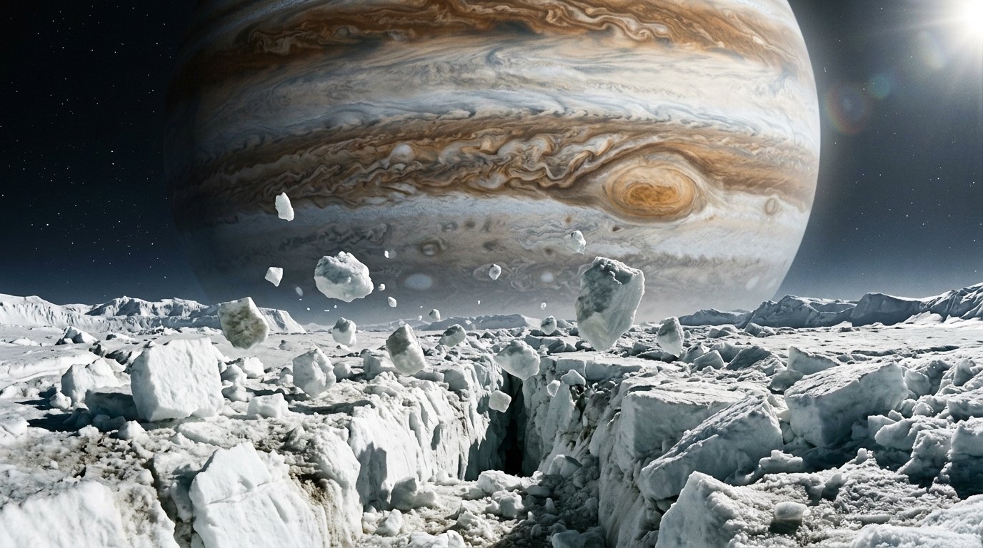 Horizonte de Satélite a 0,9 veces el límite de Roche, escena (recreación con IA, imagen 2)