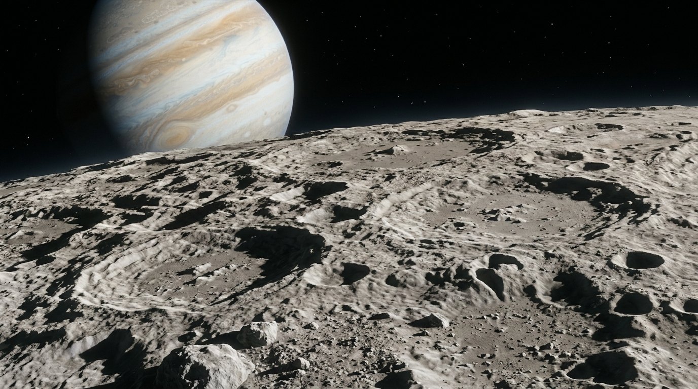 Horizonte de Satélite a 2,5 veces el límite de Roche, escena (recreación con IA, imagen 1)