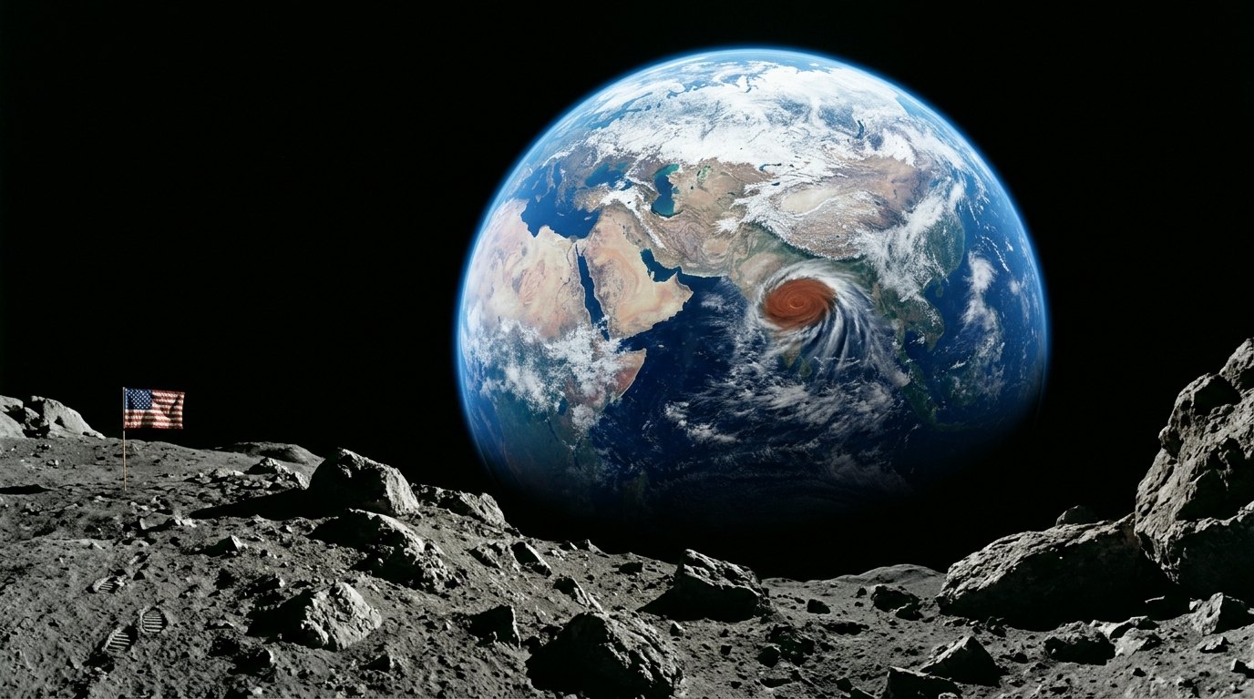 Horizonte de Satélite a 4 veces el límite de Roche, escena (recreación con IA, imagen 2)