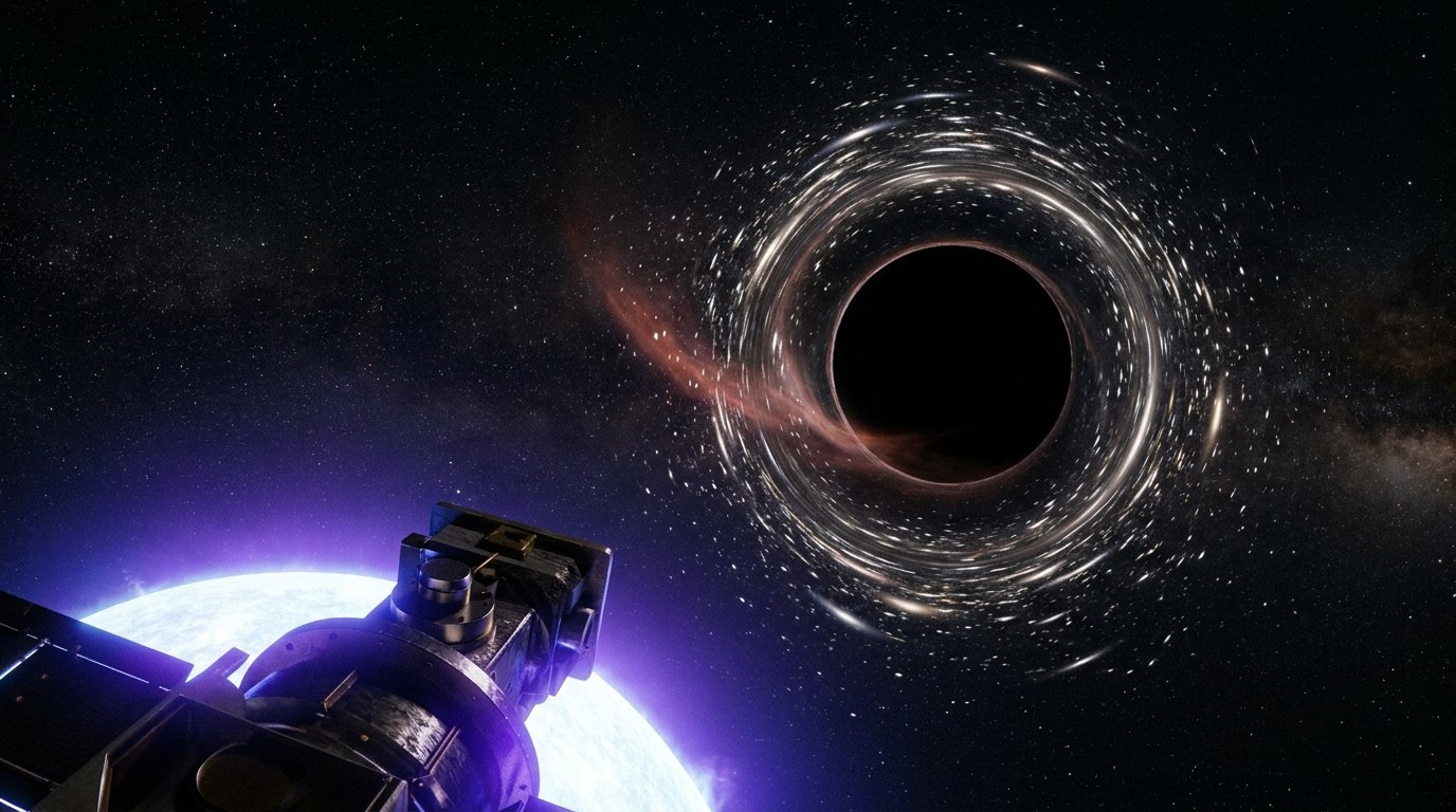 Horizonte de Sagitario A* y las estrellas S, escena (recreación con IA, imagen 2)