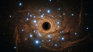 Horizonte de Sagitario A* y las estrellas S, escena (recreación con IA, imagen 3)