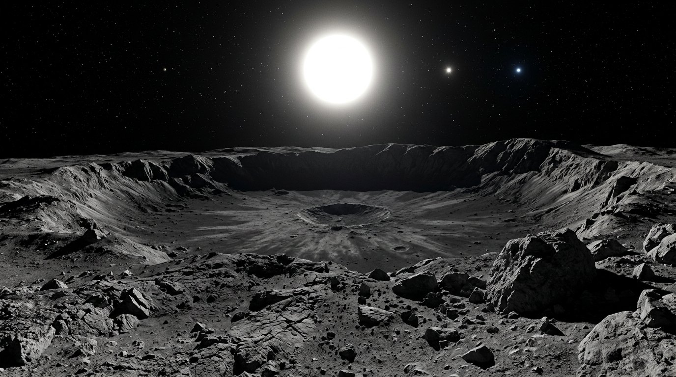 Horizonte de Sistema solar completo, escena (recreación con IA, imagen 1)
