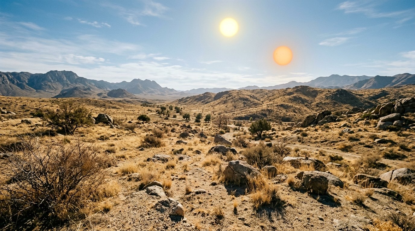 Horizonte de Si el Sol tuviera una gemela, escena (recreación con IA, imagen 1)