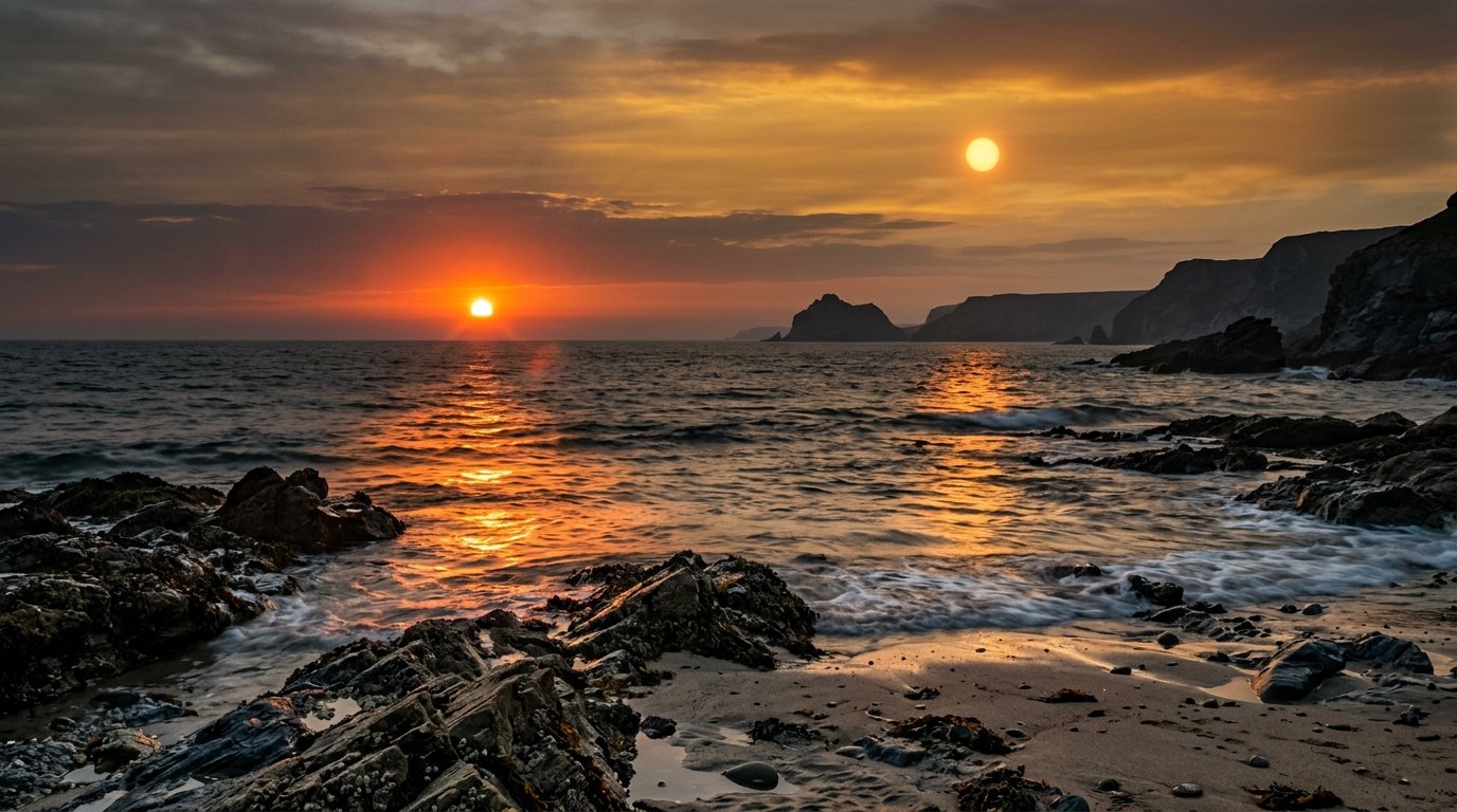 Horizonte de Si el Sol tuviera una gemela, escena (recreación con IA, imagen 2)