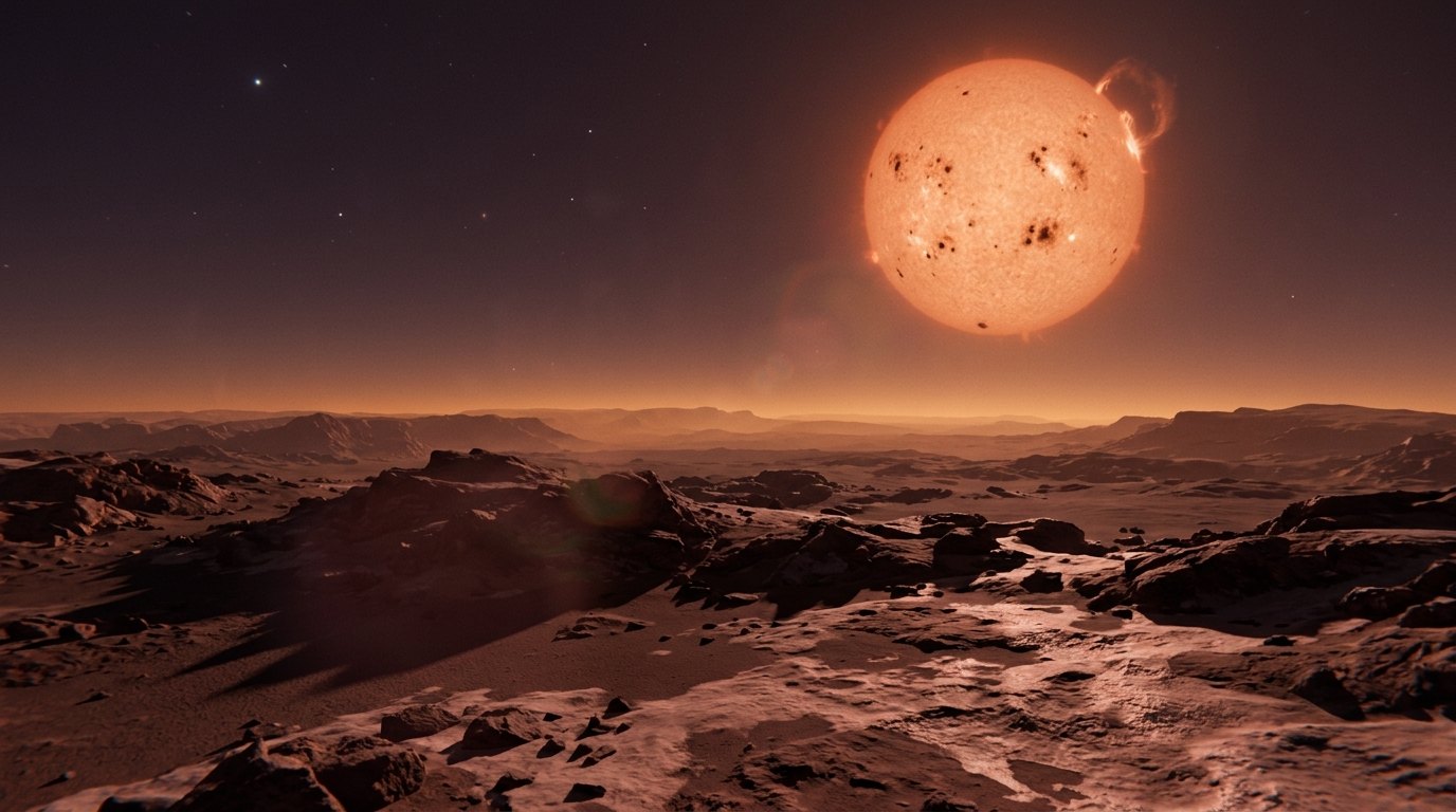 Horizonte de Tipos de estrella (O B A F G K M), escena (recreación con IA, imagen 2)