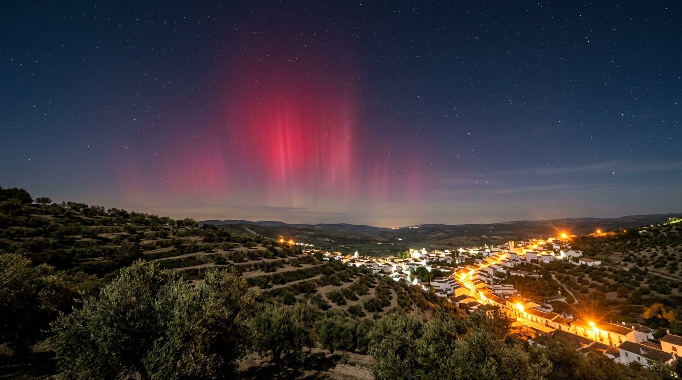 Horizonte de La tormenta Gannon, mayo de 2024, escena (recreación con IA, imagen 1)