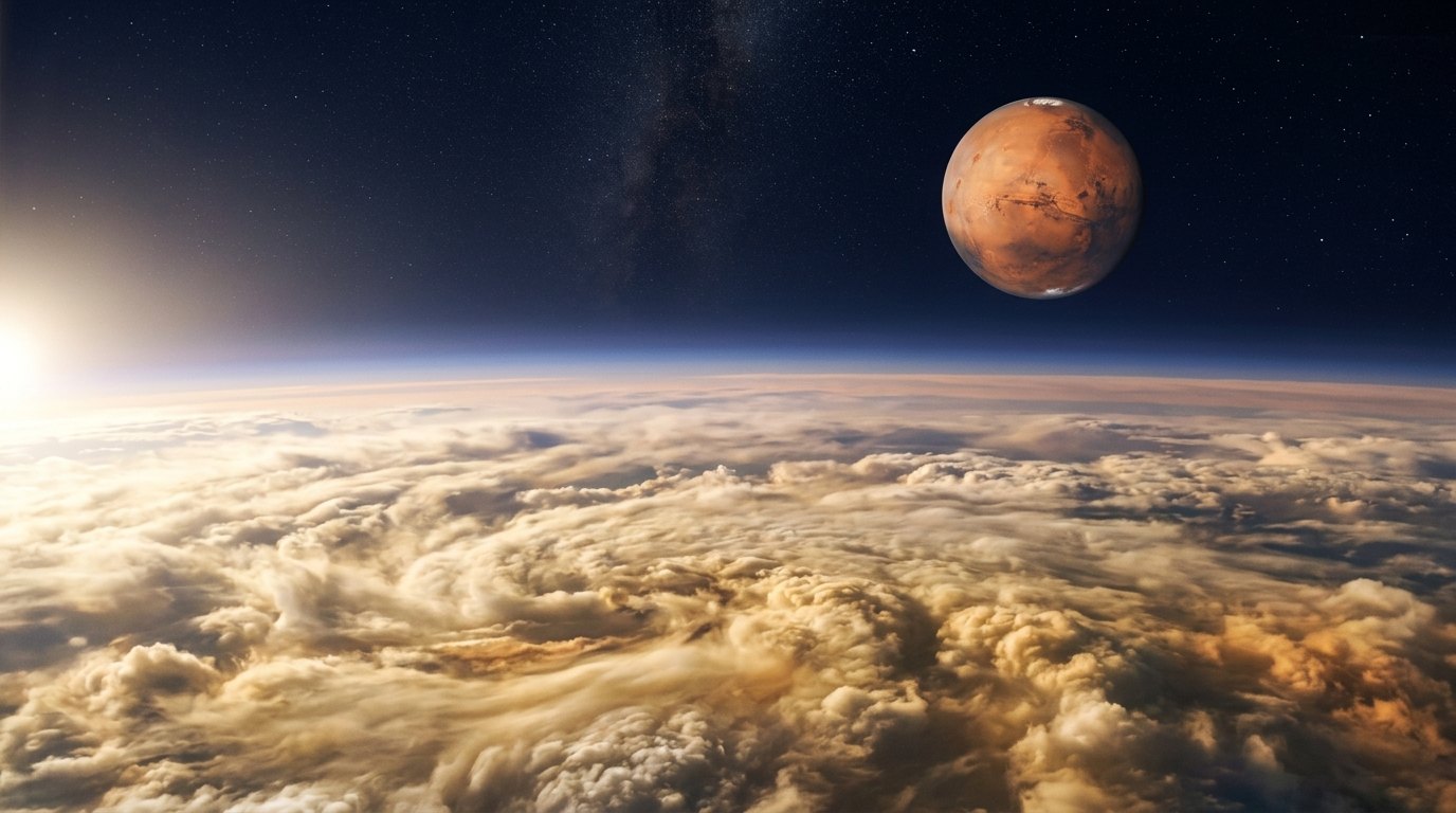 Horizonte de Si Marte estuviera dentro de la Tierra, escena (recreación con IA, imagen 2)