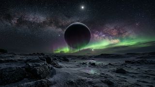 Horizonte de Un planeta entre Júpiter y Saturno, escena (recreación con IA, imagen 3)