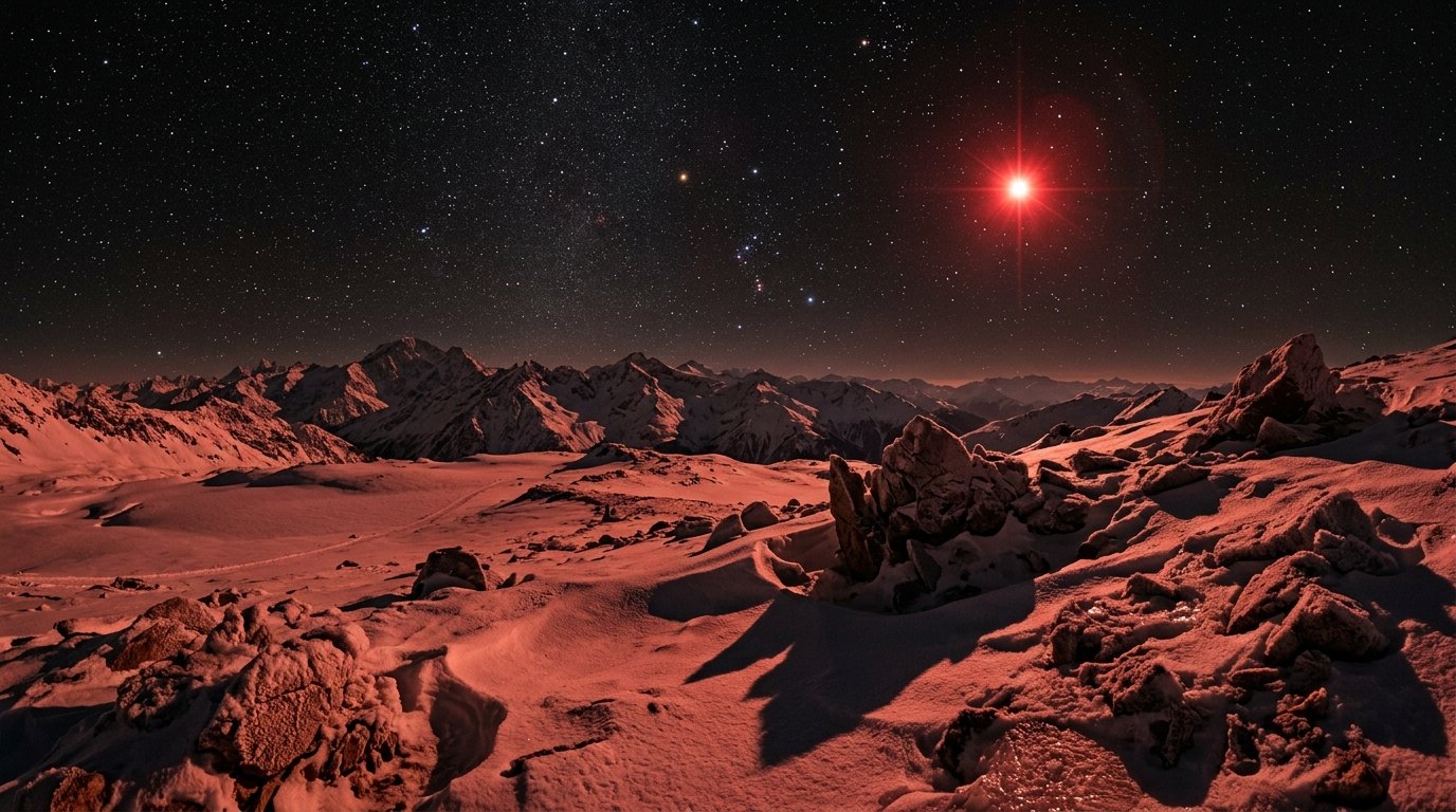Horizonte de Si el Sol tuviera una compañera, escena (recreación con IA, imagen 1)