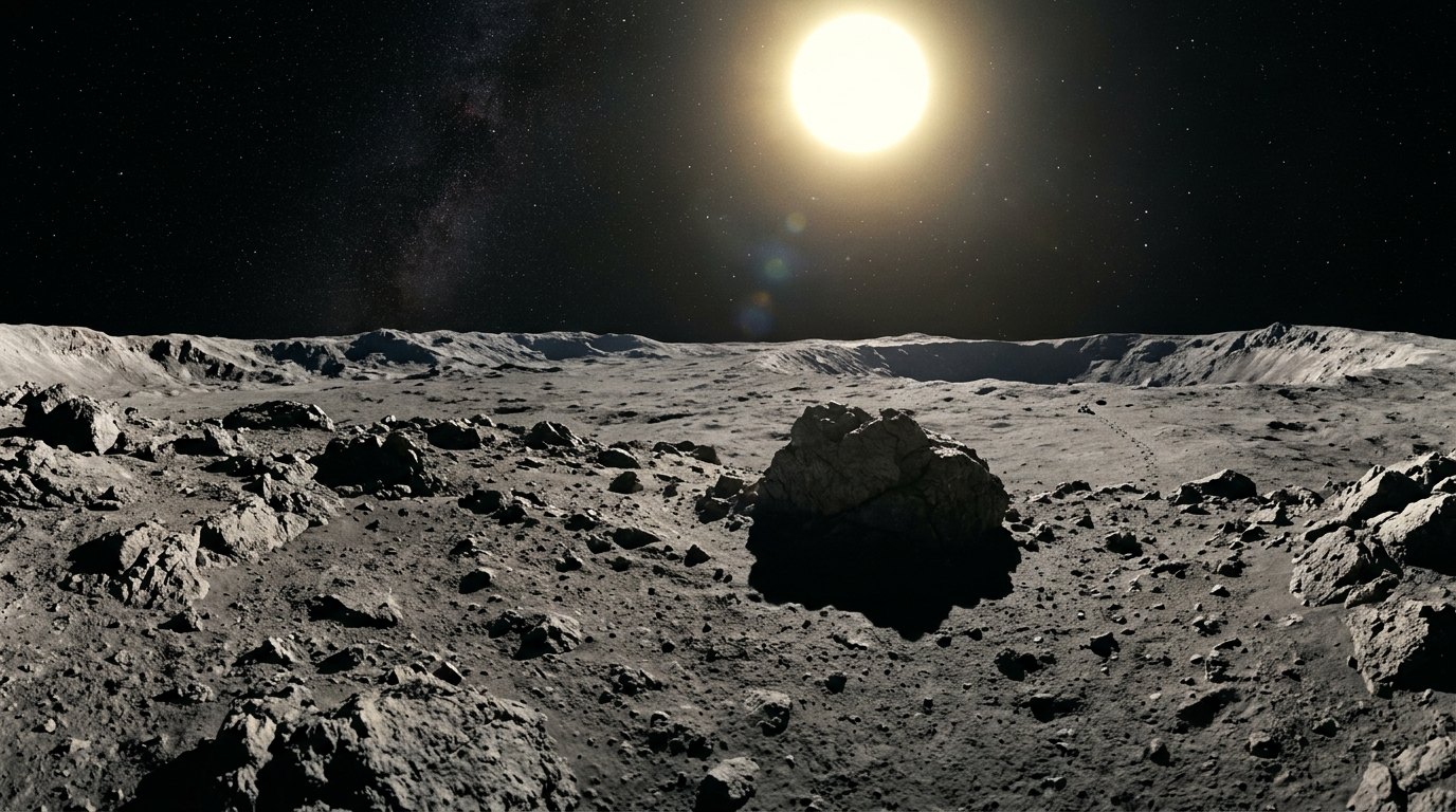 Horizonte de Theia en órbita cruzada, escena (recreación con IA, imagen 1)