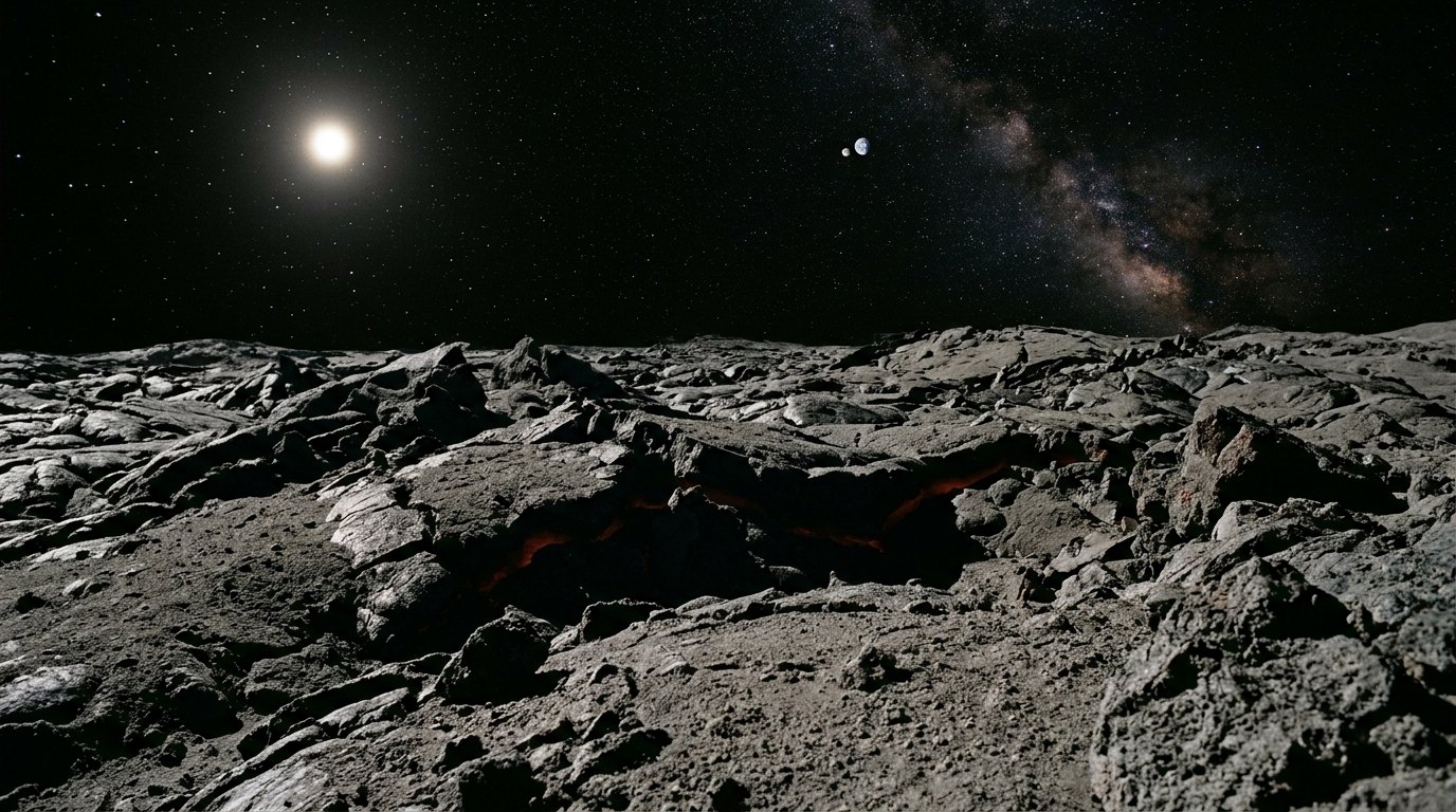 Horizonte de Si Theia estuviera entre Marte y la Tierra, escena (recreación con IA, imagen 1)