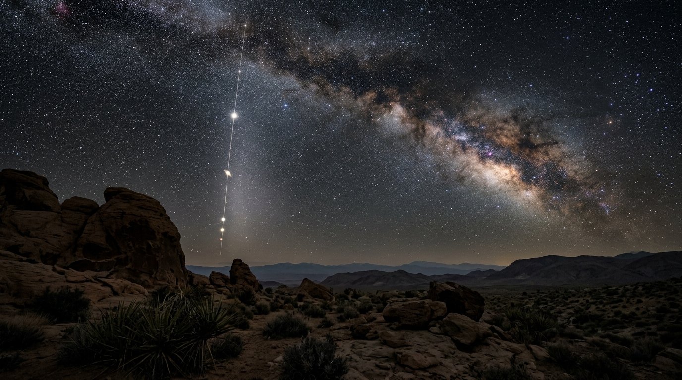 Horizonte de Si la Tierra orbitara inclinada 40 grados, escena (recreación con IA, imagen 1)