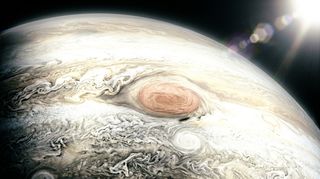 Horizonte de Si la Tierra y Júpiter se cambiaran el sitio, escena (recreación con IA, imagen 3)