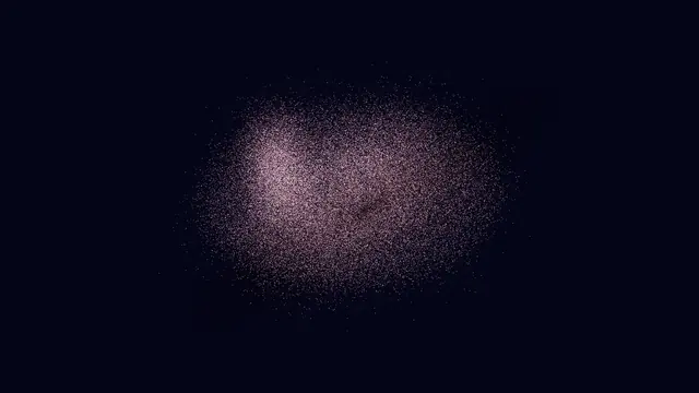 Escena de ejemplo del motor de polvo: una nebulosa de emisión con un carril oscuro, renderizada con los shaders del motor