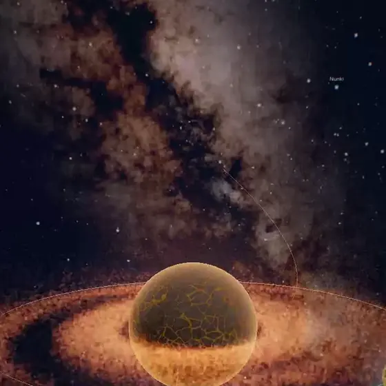 Captura del simulador: Impacto gigante a escala real (así nacio la Luna)