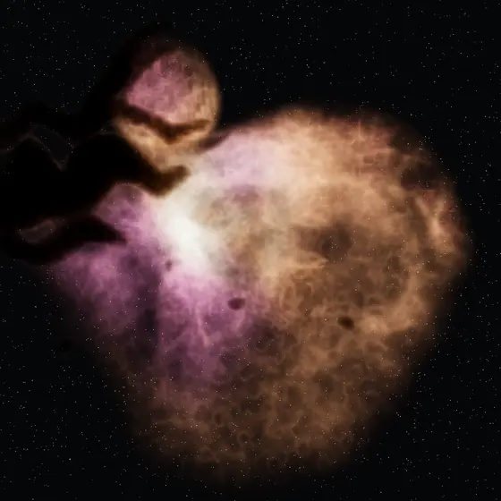 Render del simulador: Nebulosa de Orión (M42) · Hubble + Webb