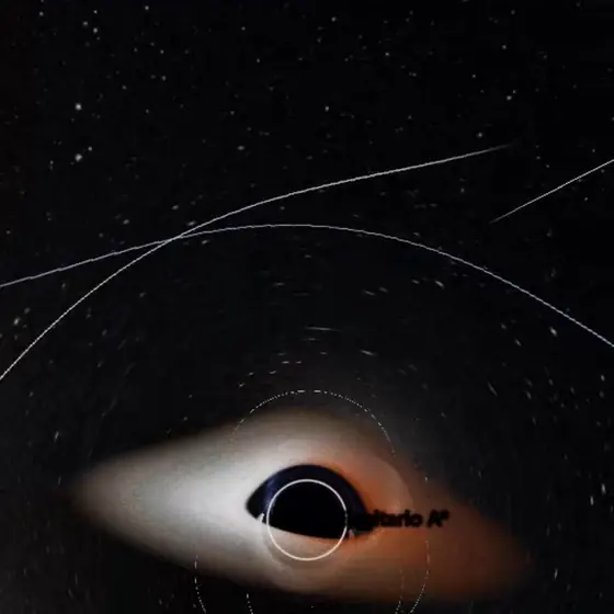 Captura del simulador: Sagitario A* y las estrellas S
